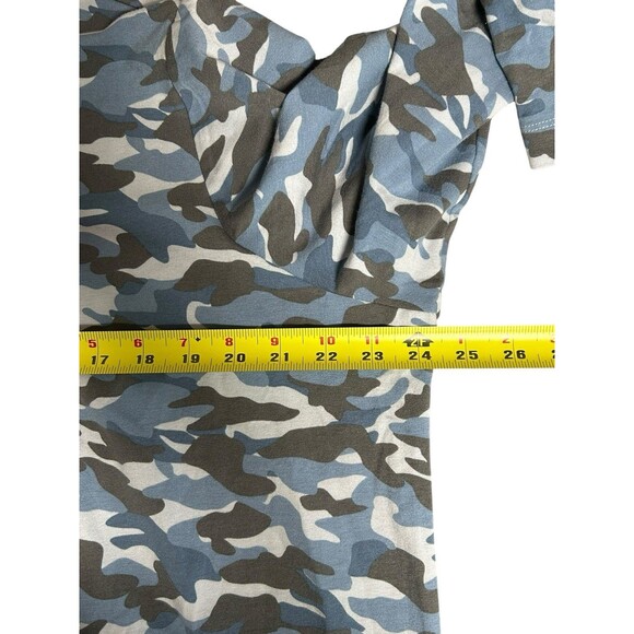 Women's Gray Blue Plus 1X Camouflage Casual Whimsical Officecore Cozy - Picture 4 of 7